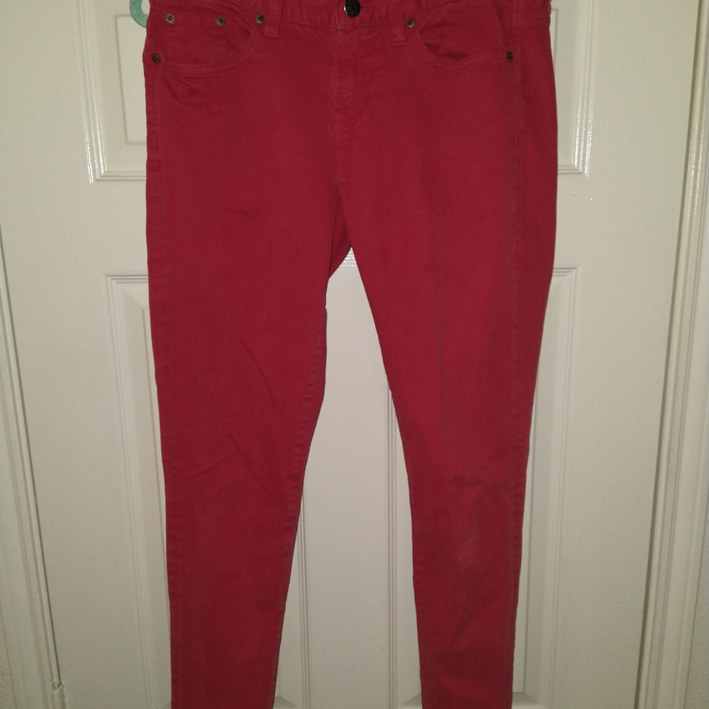 J Crew Toothpick Ankle Red Denim Jeans Women's sz 29x27.